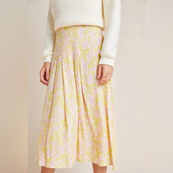 Anthropologie x Faithfull The Brand Aya Pleated Midi Skirt Cuesta 10 - Picture 4 of 16